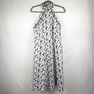Wayward Fancies eShakti Cotton‎ Halter Midi Dress Geometric Print Pockets Medium